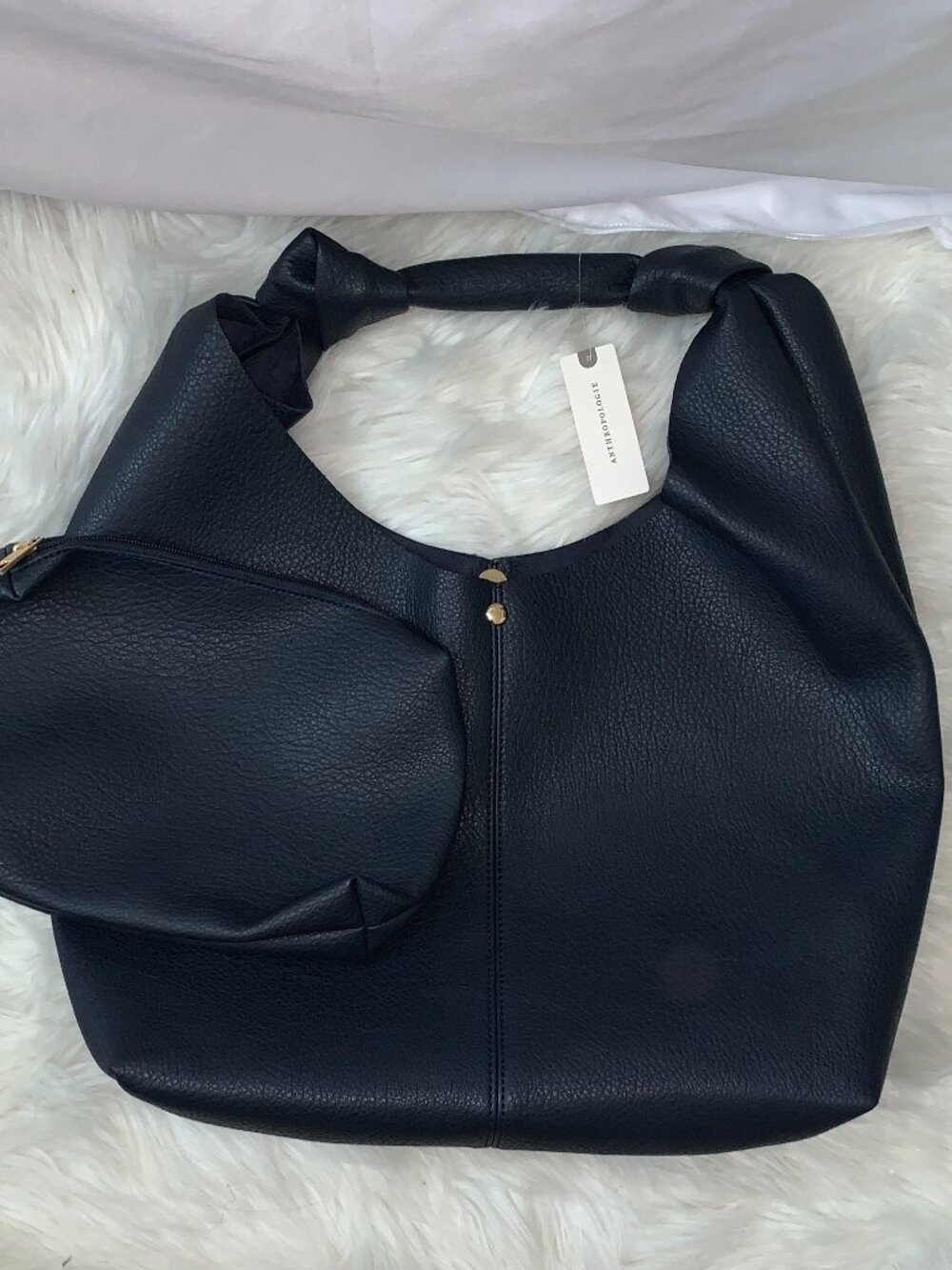 ANTHROPOLOGIE The Love Knot Slouchy Hobo Bag in NAVY